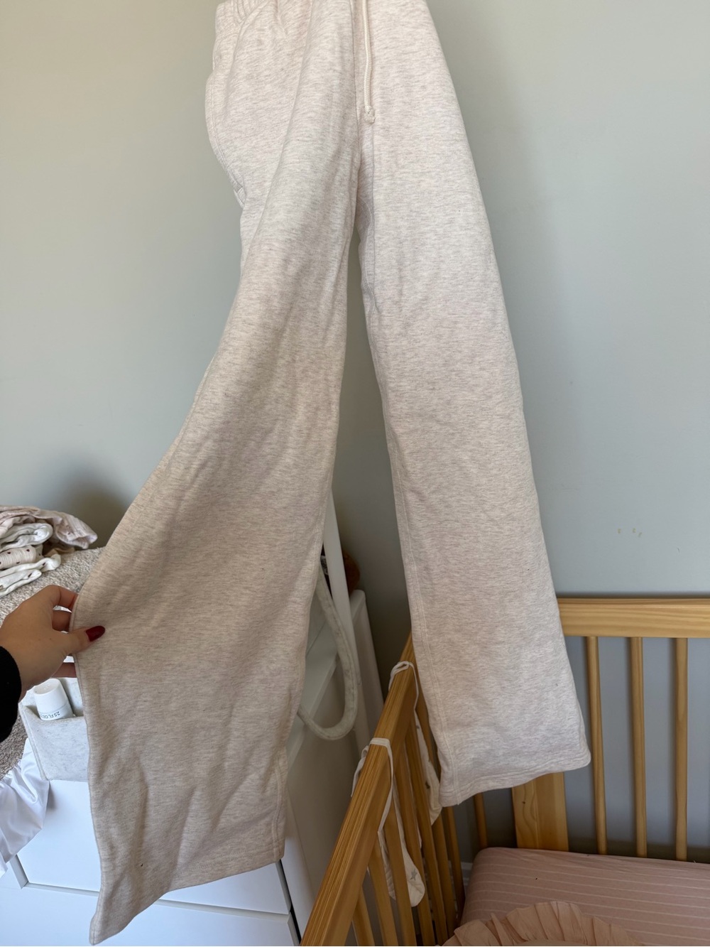 Kids Neutral Cream Drawstring Sweatpants - Picture 4 of 5